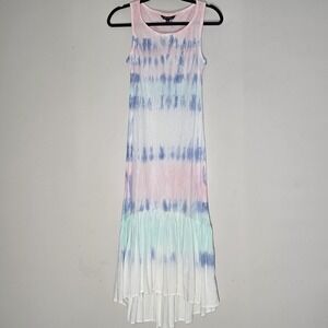 Charlie B Linen Tie Dye Tiered Hem Sleeveless Midi Dress Womens XS